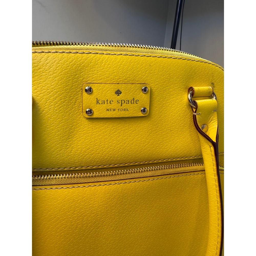 Kate Spade Satchel Womens Medium Yellow Pebbled Leather Dome Bag Summer Bright - Picture 8 of 10